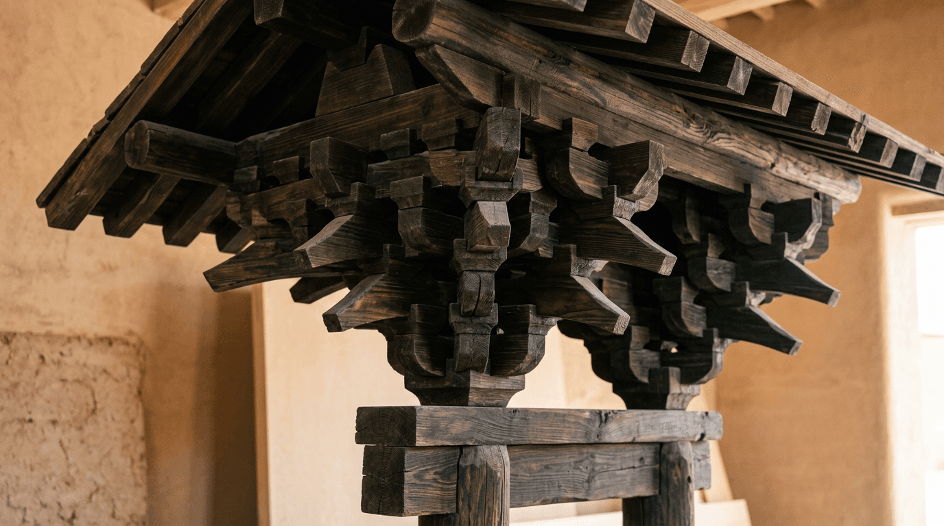 Mortise and tenon timber joinery detail